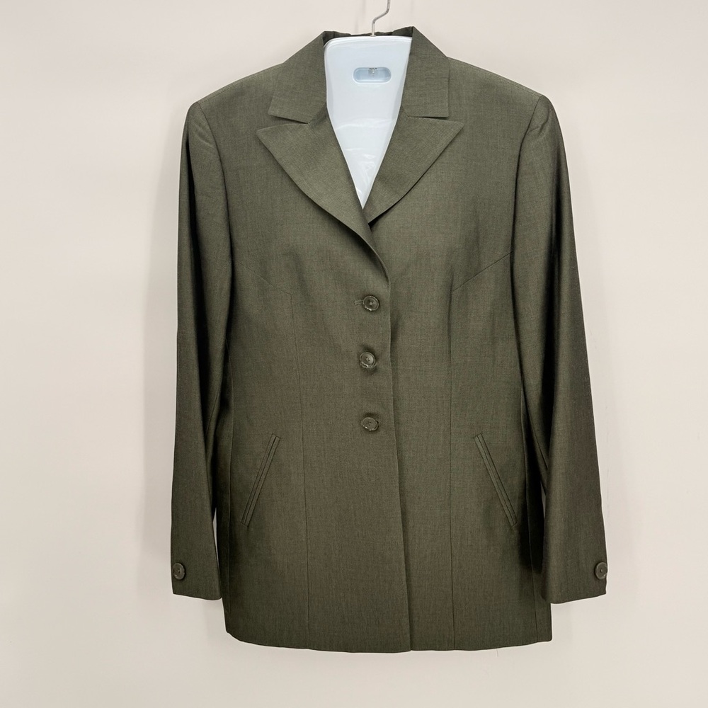 Taifun Olive Tailored Blazer Size 8 Structured Work Jacket Classic Career